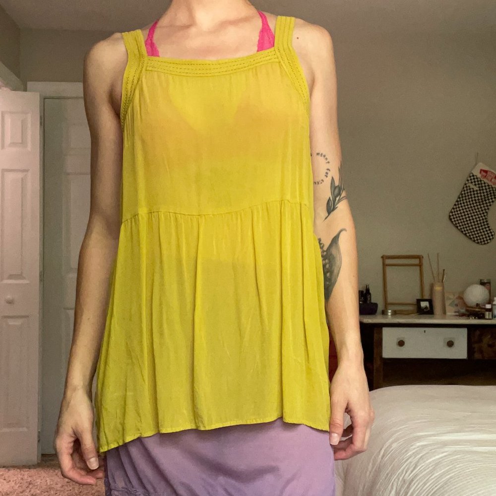 Chartreuse sheer silky tank